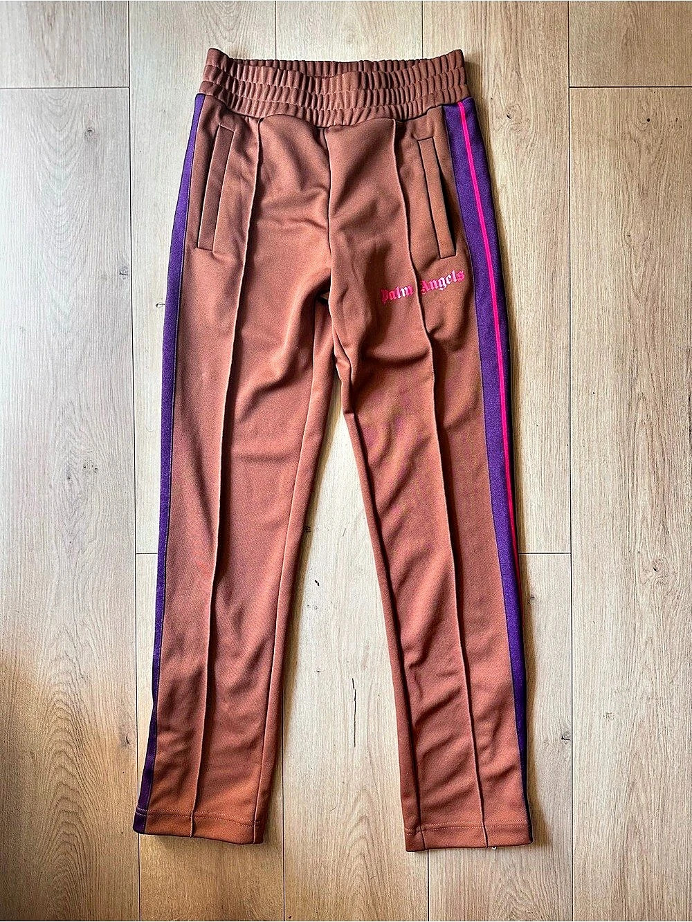 Palm Angels College Slim Track Pants Brown Magenta & Purple Size XS NWOT